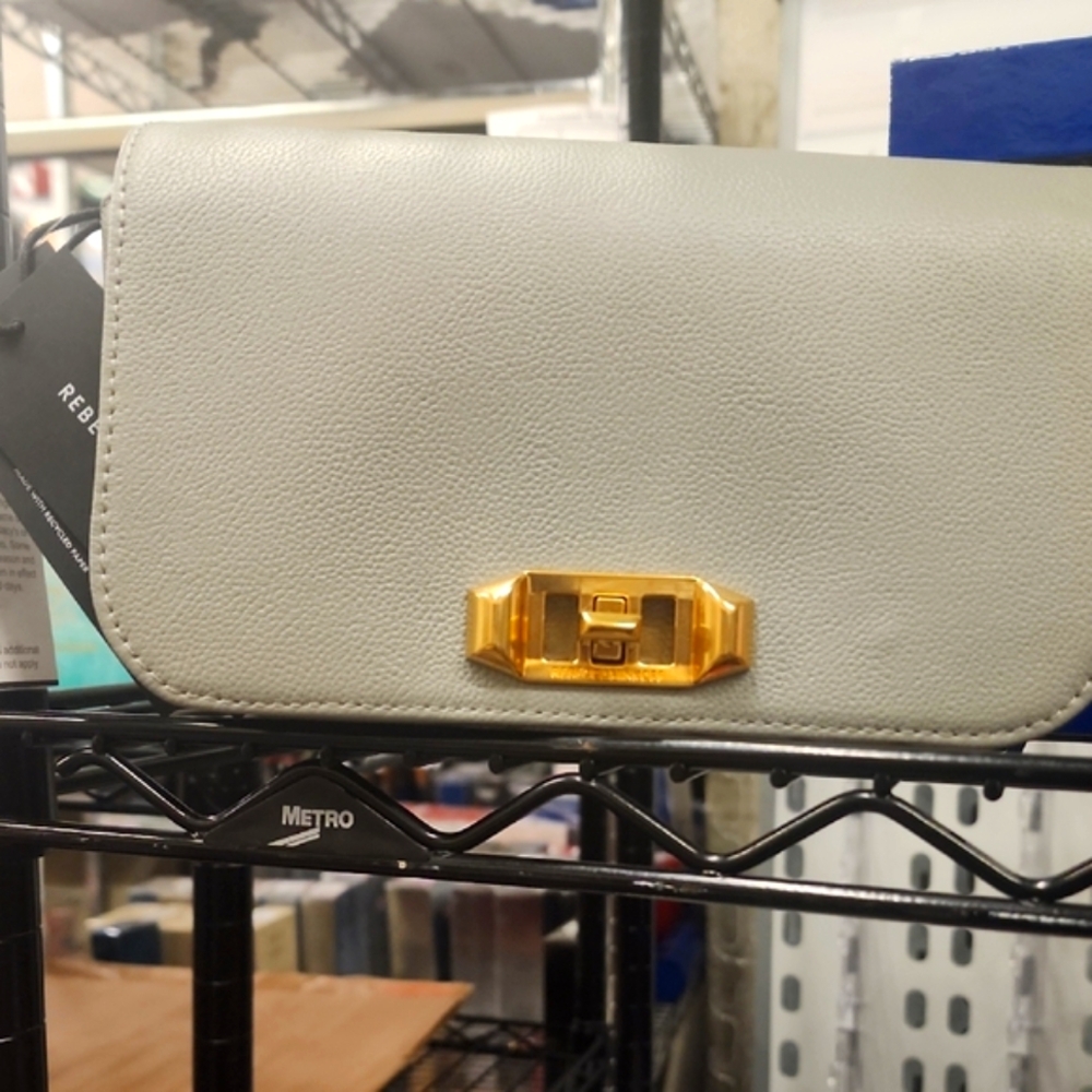 Rebecca Minkoff Gold and Gray Leather Clutch